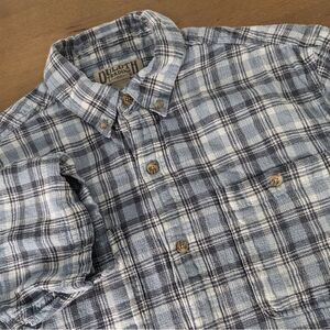 Duluth Trading Men's M Medium Hemp Blend Textured Short Sleeve Button Down Shirt